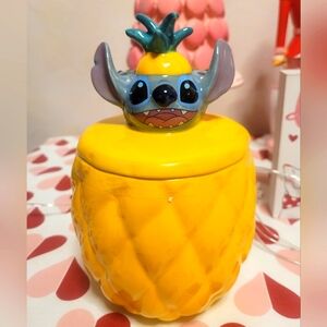 Disney Lilo and Stitch Pineapple cookie jar. Brand is Silver Buffalo
